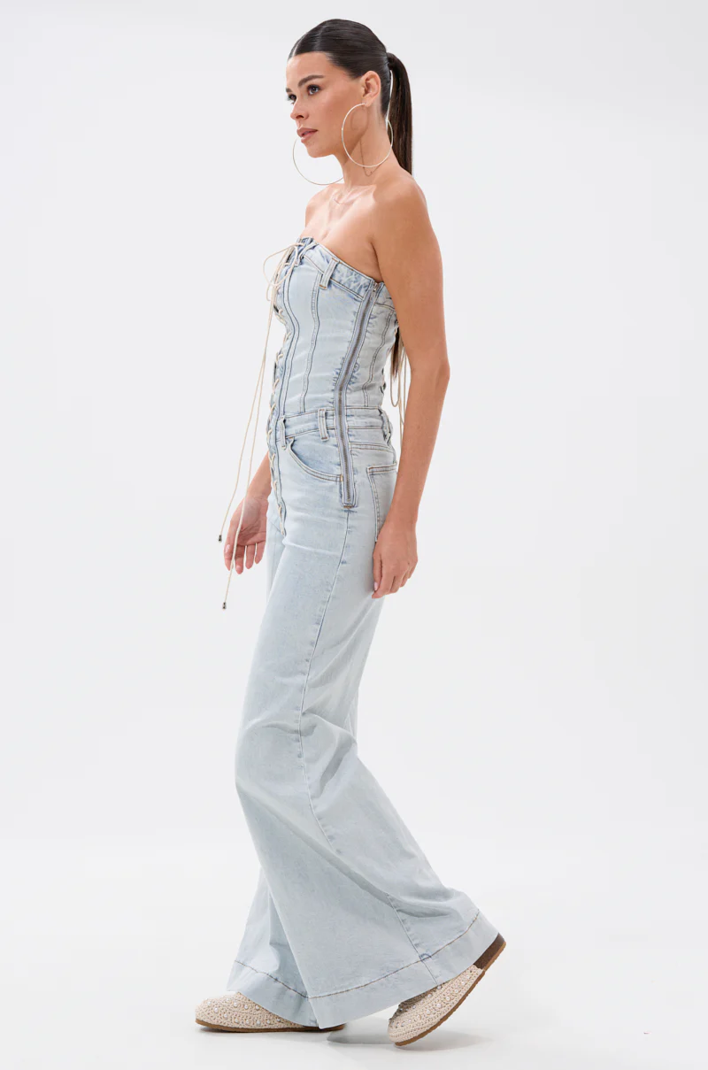 ALL IN THE DETAILS DENIM LACE UP JUMPSUIT - Image 5
