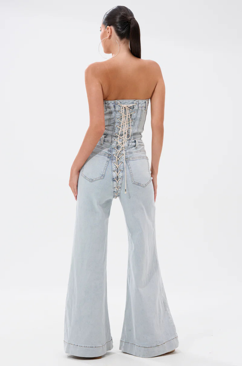 ALL IN THE DETAILS DENIM LACE UP JUMPSUIT - Image 6