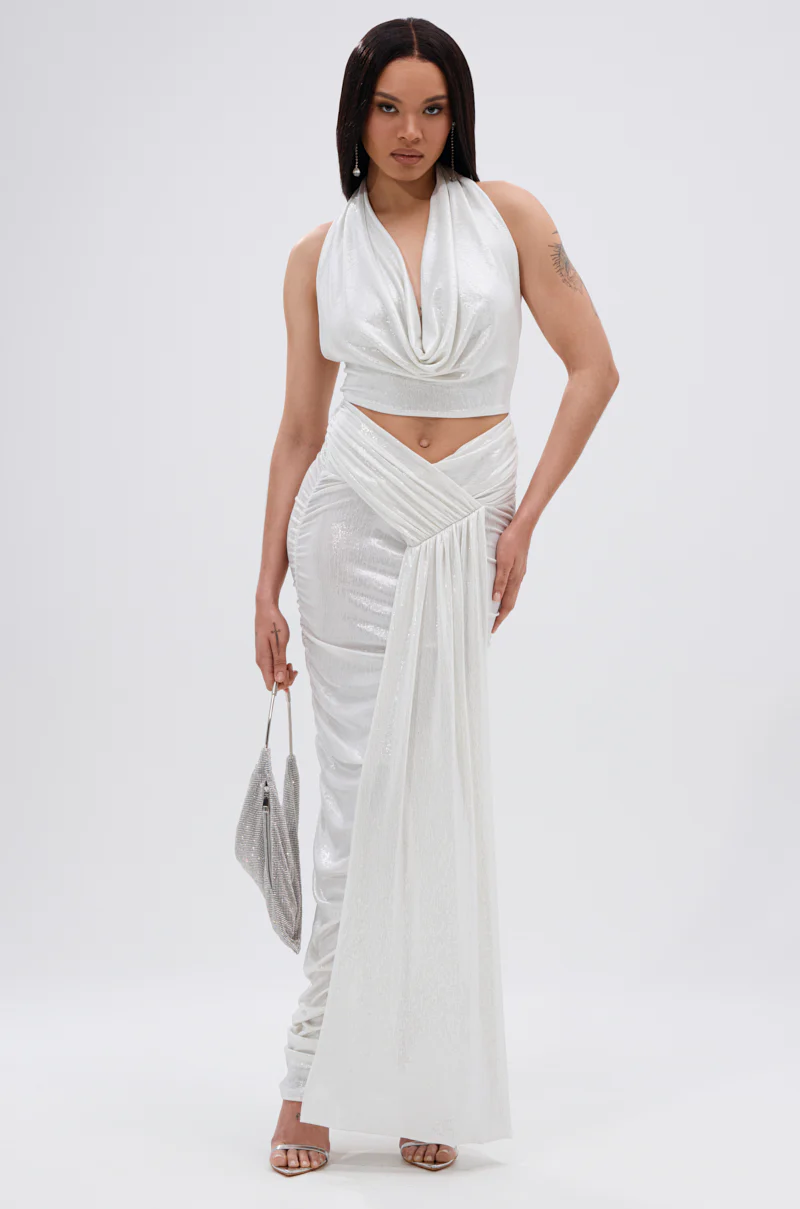 ALL OF THE GLAMOUR SLINKY HALTER NECK TOP IN WHITE - Image 6