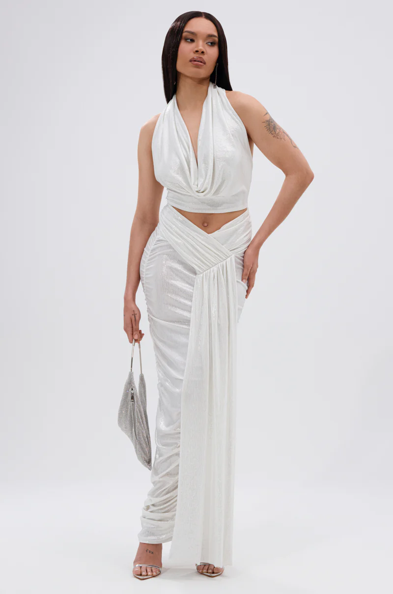 ALL OF THE GLAMOUR SLINKY HALTER NECK TOP IN WHITE - Image 7