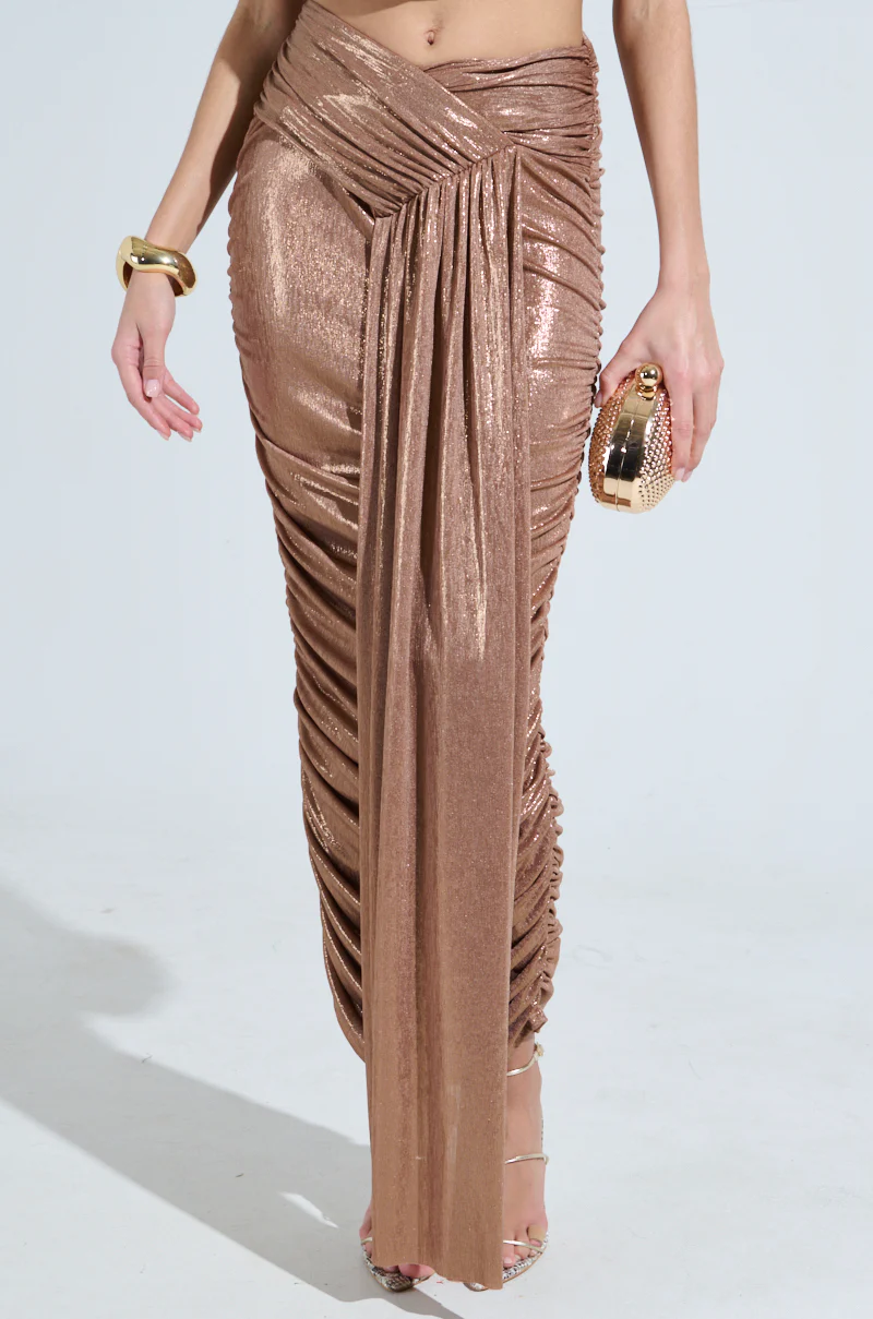 ALL OF THE GLAMOUR SLINKY MAXI SKIRT IN MAUVE - Image 2