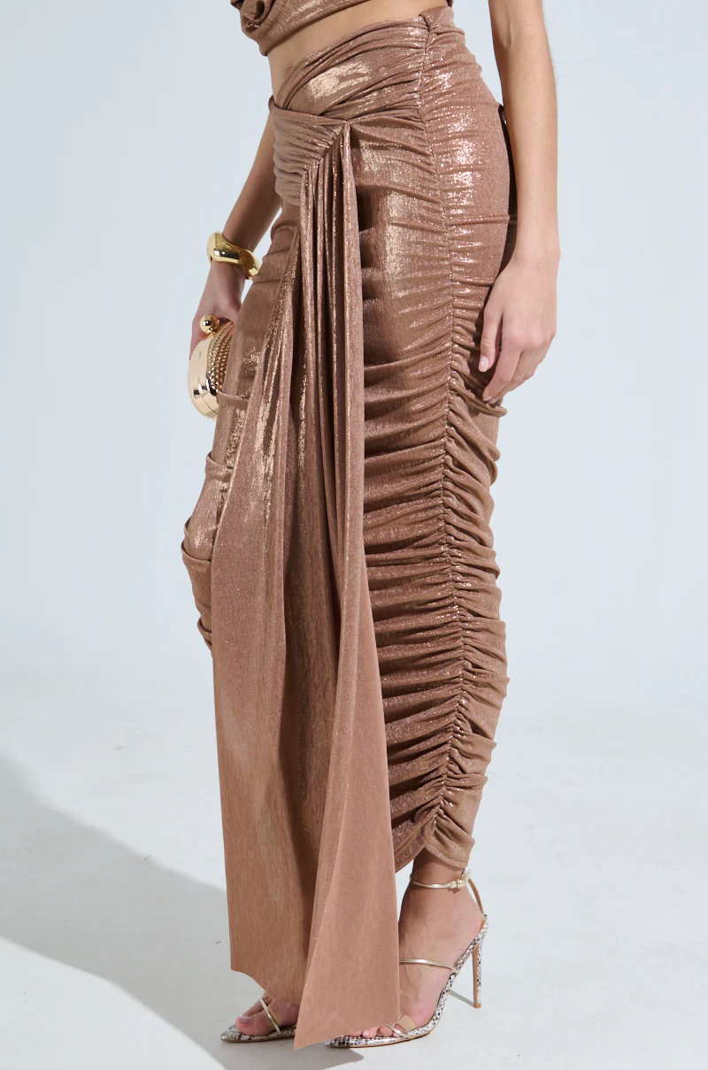 ALL OF THE GLAMOUR SLINKY MAXI SKIRT IN MAUVE - Image 4