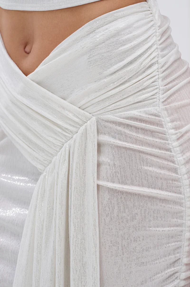 ALL OF THE GLAMOUR SLINKY MAXI SKIRT IN WHITE - Image 12