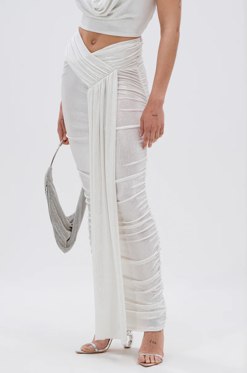 ALL OF THE GLAMOUR SLINKY MAXI SKIRT IN WHITE - Image 7