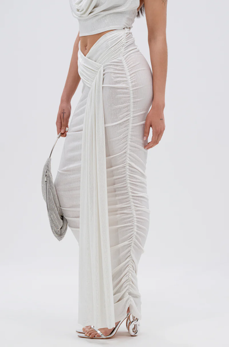 ALL OF THE GLAMOUR SLINKY MAXI SKIRT IN WHITE - Image 8