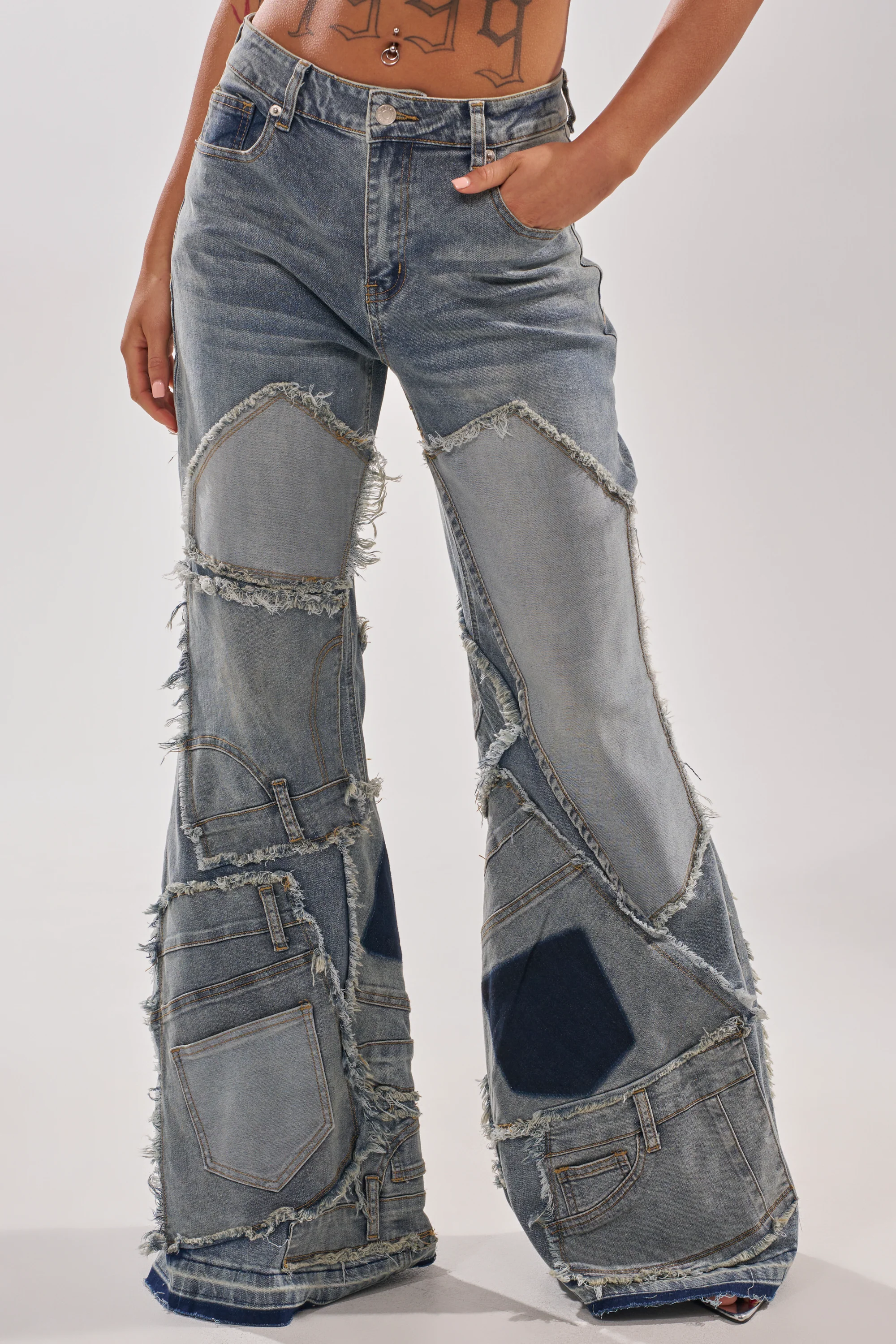 ALL OVER ME DENIM PATCHWORK JEANS - Image 2
