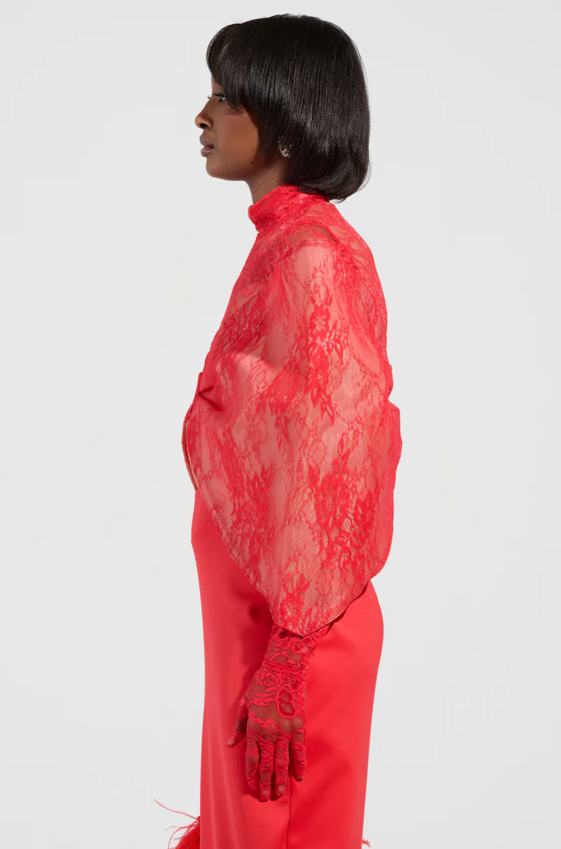 ALL THE ATTENTION DRAMATIC BOW TOP IN RED - Image 4