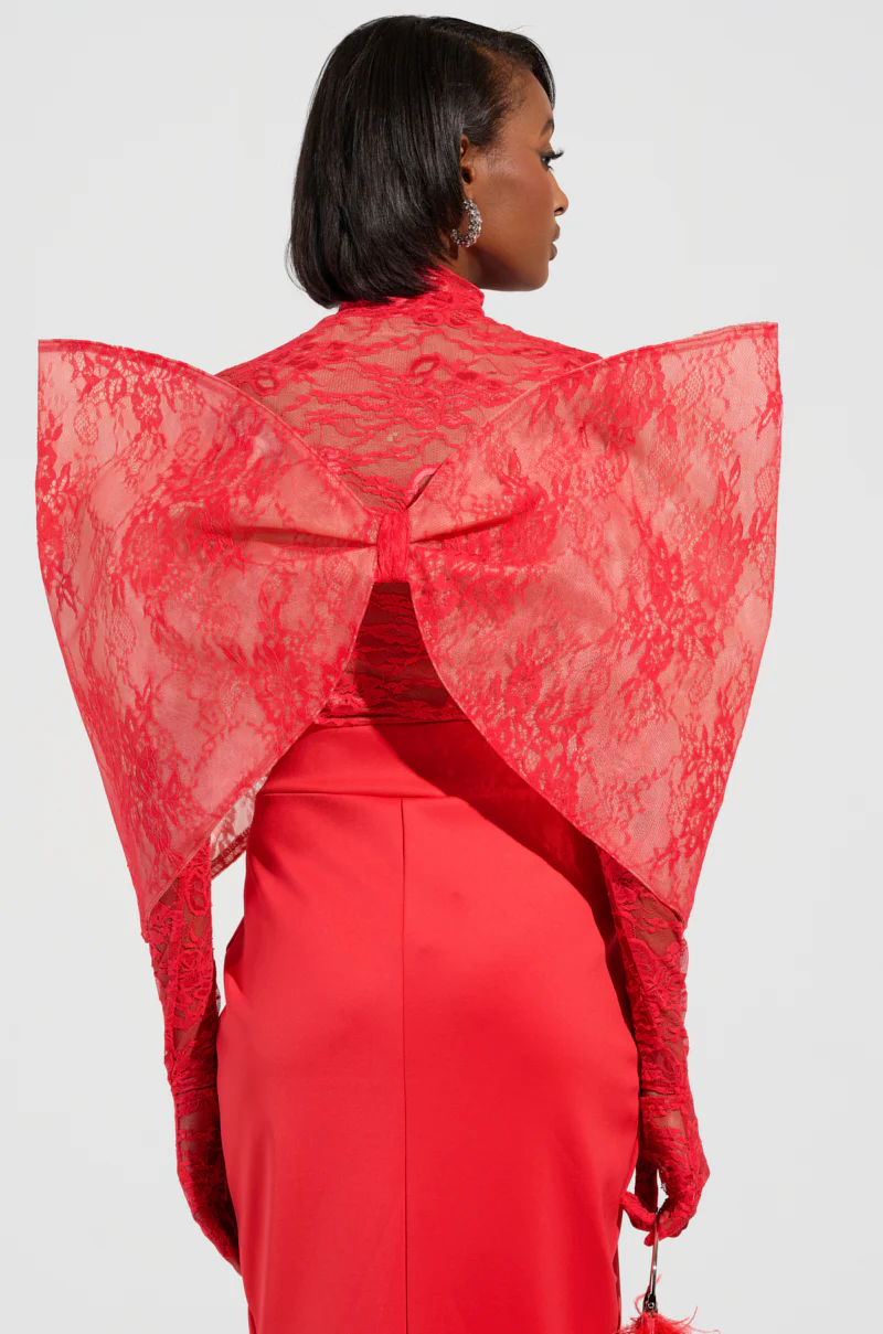 ALL THE ATTENTION DRAMATIC BOW TOP IN RED - Image 5