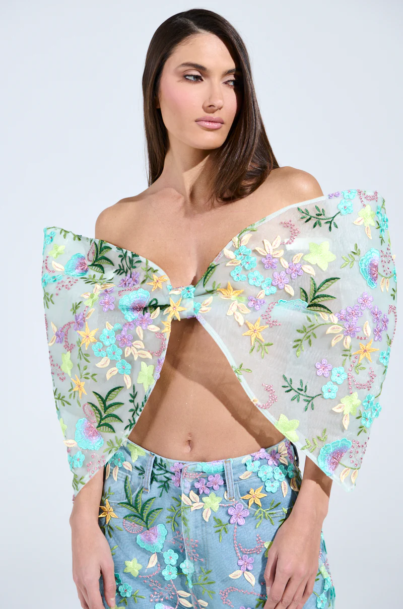 ALL THE RAVE FLORAL BOW TOP