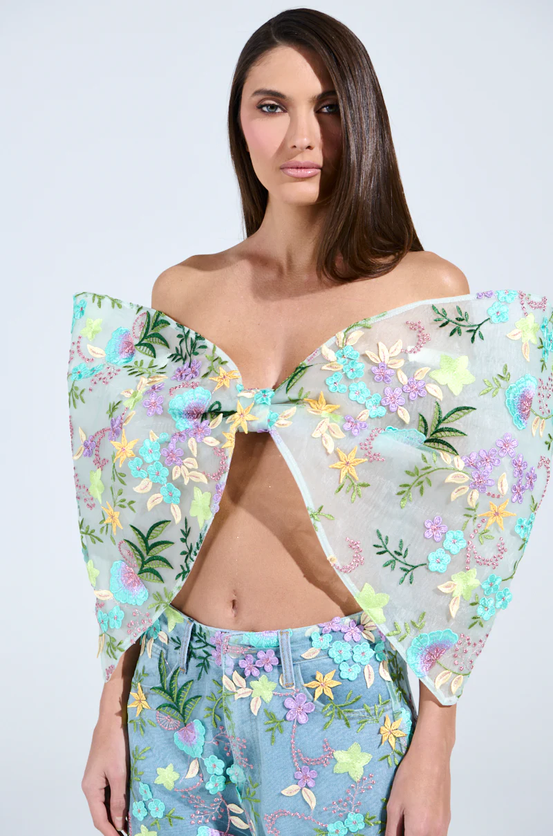 ALL THE RAVE FLORAL BOW TOP - Image 2