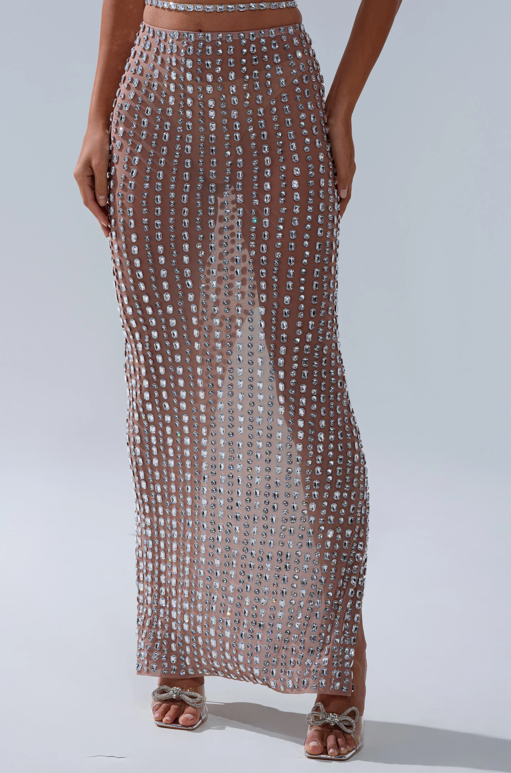 ALL THE SHINE RHINESTONE MAXI SKIRT - Image 2