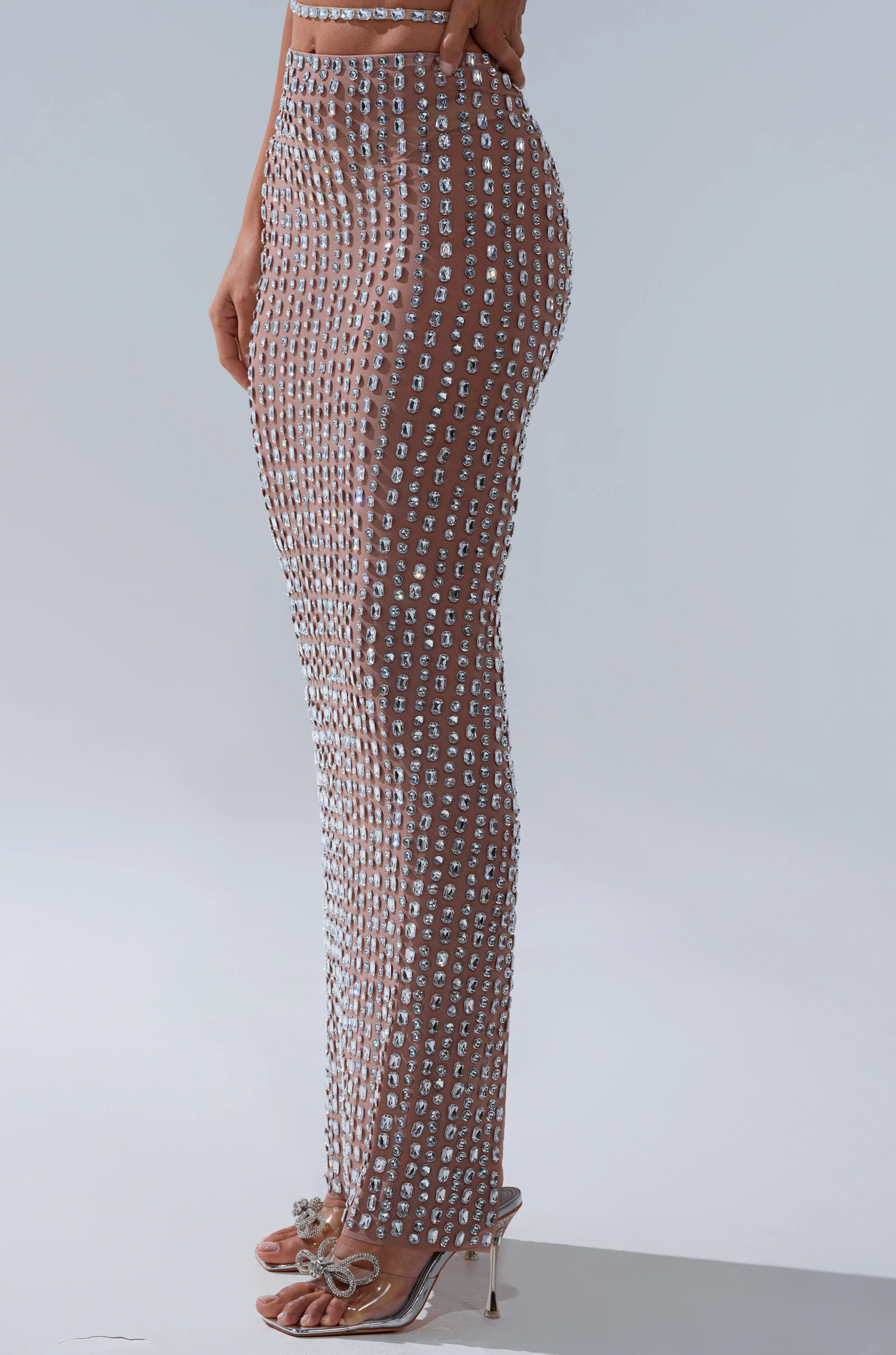 ALL THE SHINE RHINESTONE MAXI SKIRT - Image 5