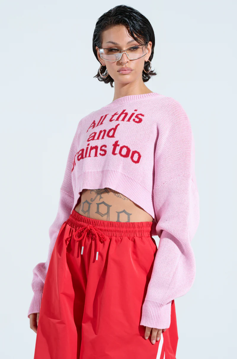 ALL THIS AND BRAINS TOO CROPPED SWEATER - Image 2