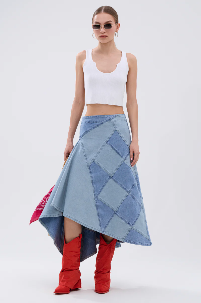 ALL WE NEED IS LOVE DENIM MIDI SKIRT - Image 8