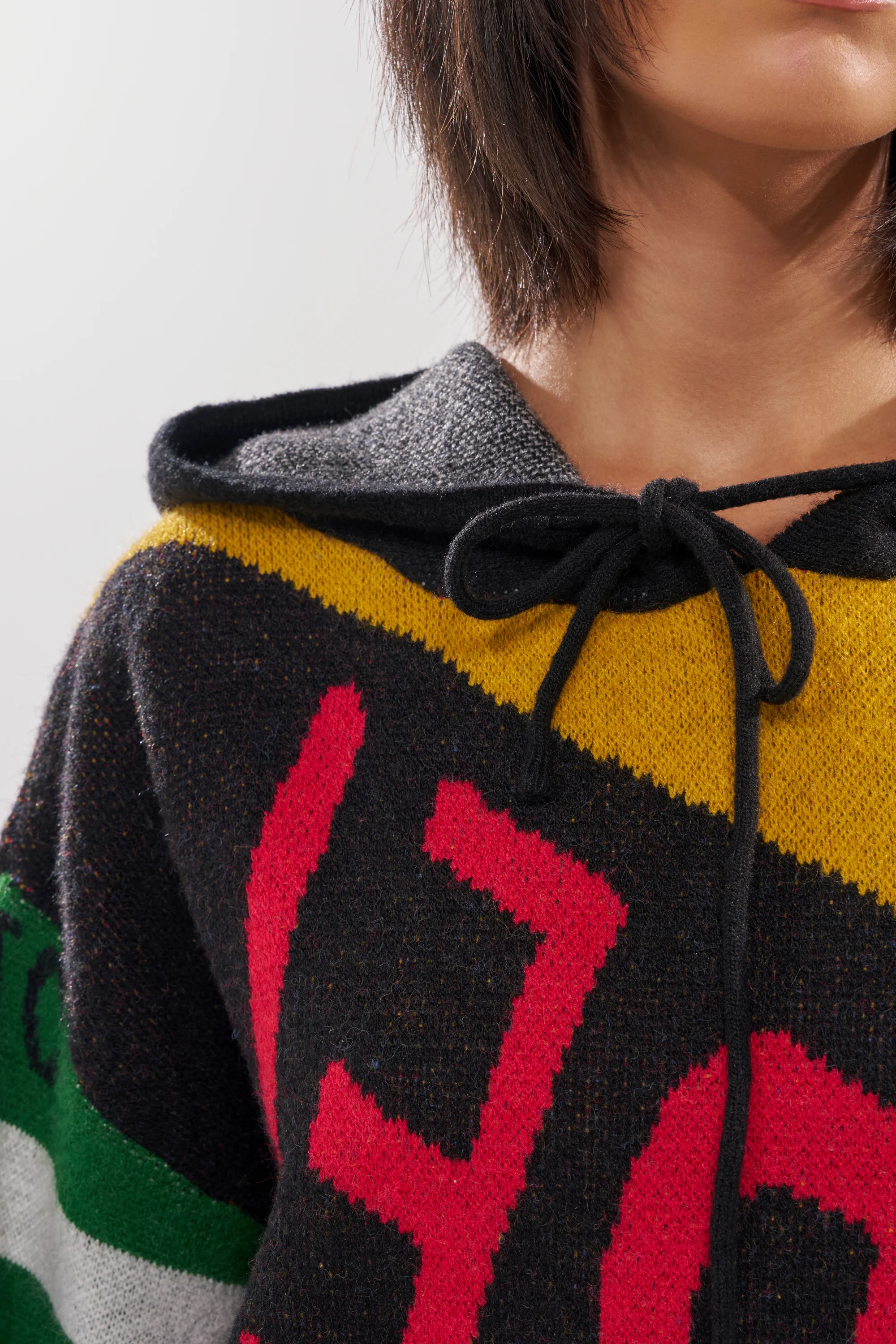 ALPHA FEMALE HOODED SWEATSHIRT DRESS IN YELLOW MULTI - Image 12