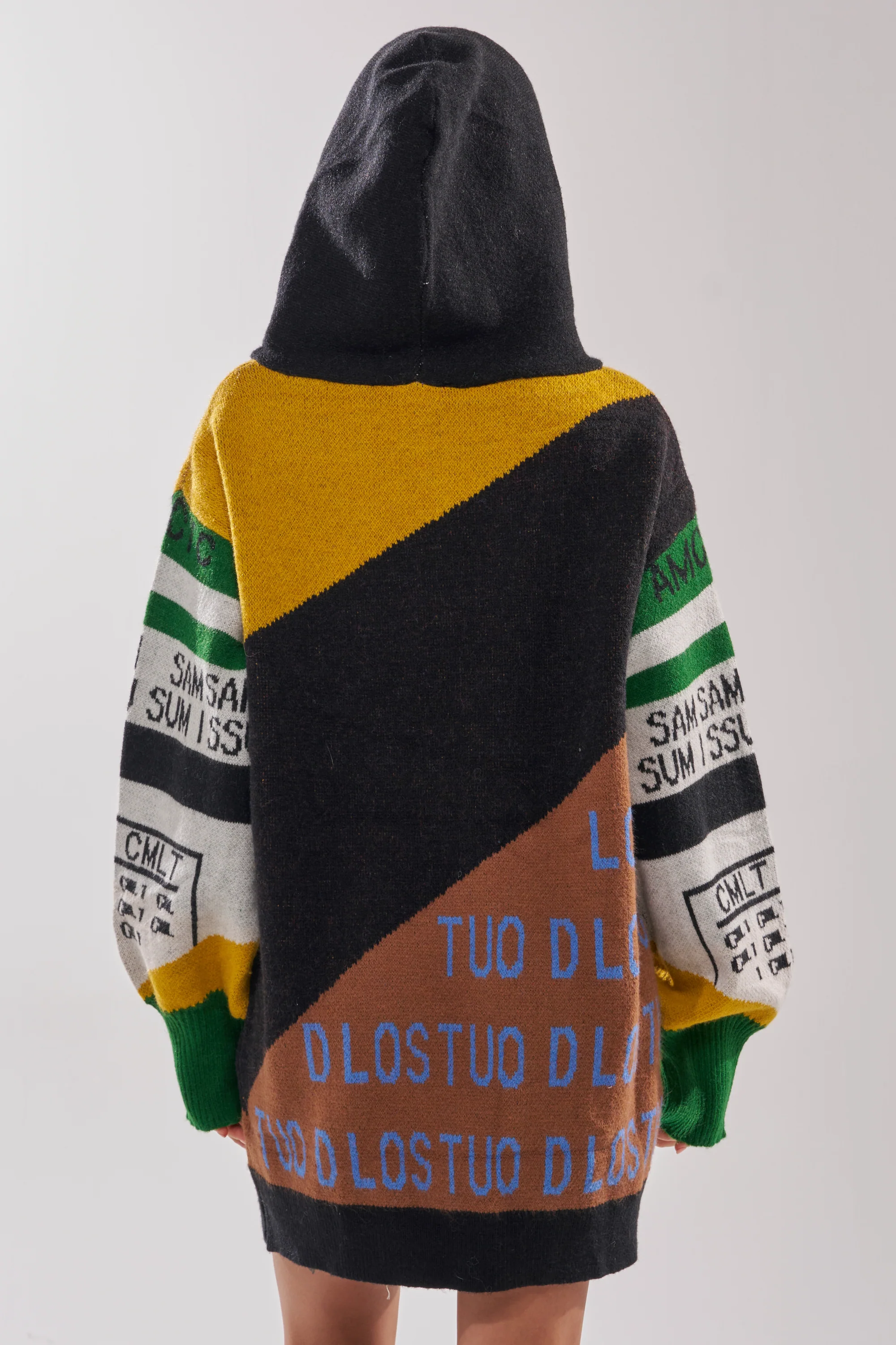 ALPHA FEMALE HOODED SWEATSHIRT DRESS IN YELLOW MULTI - Image 8