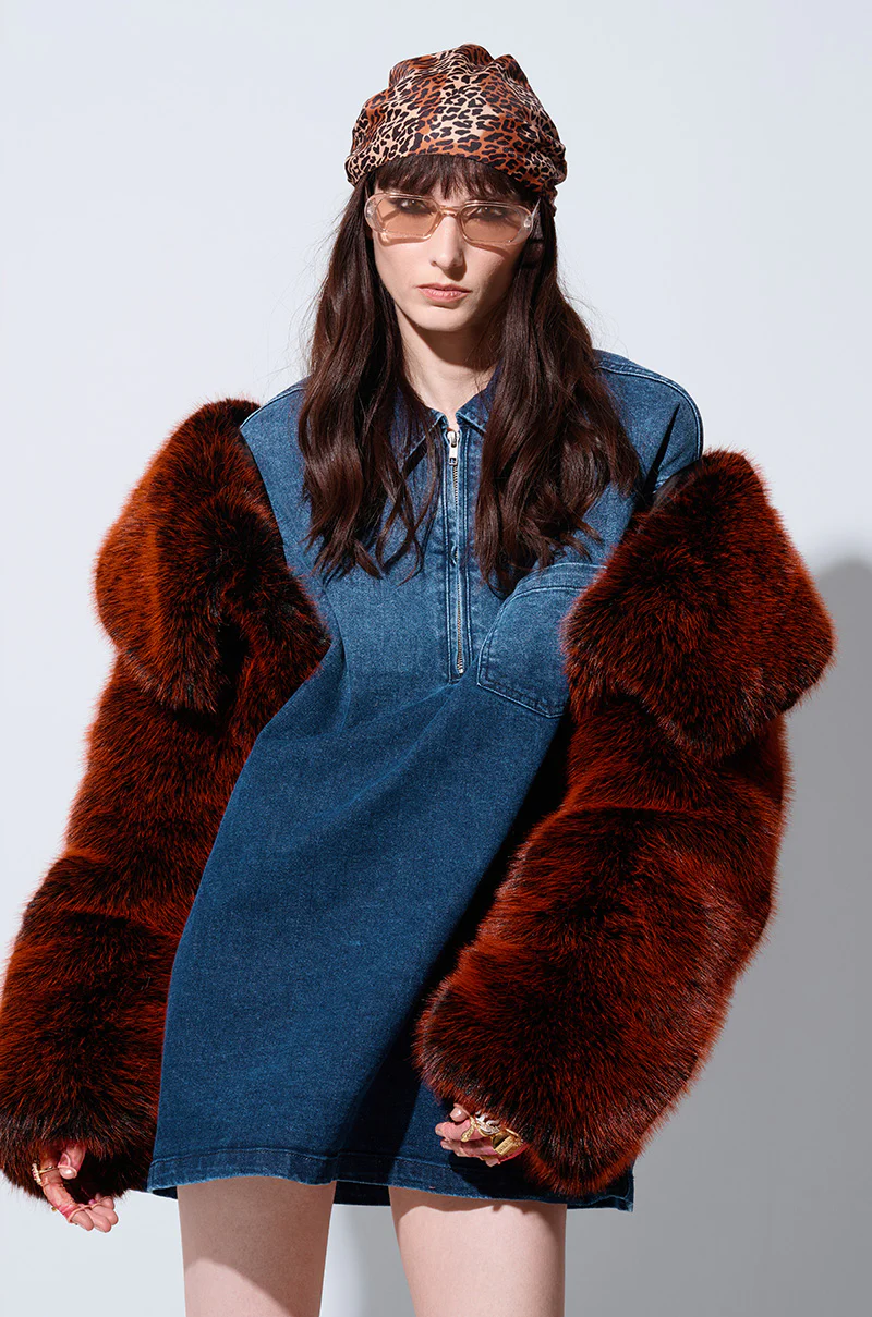 ALTER EGO FAUX FUR COAT - Image 3