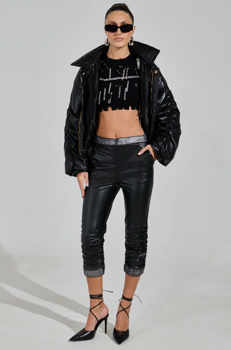 ALWAYS BEST DRESSED CAPRI IN BLACK PU - Image 6