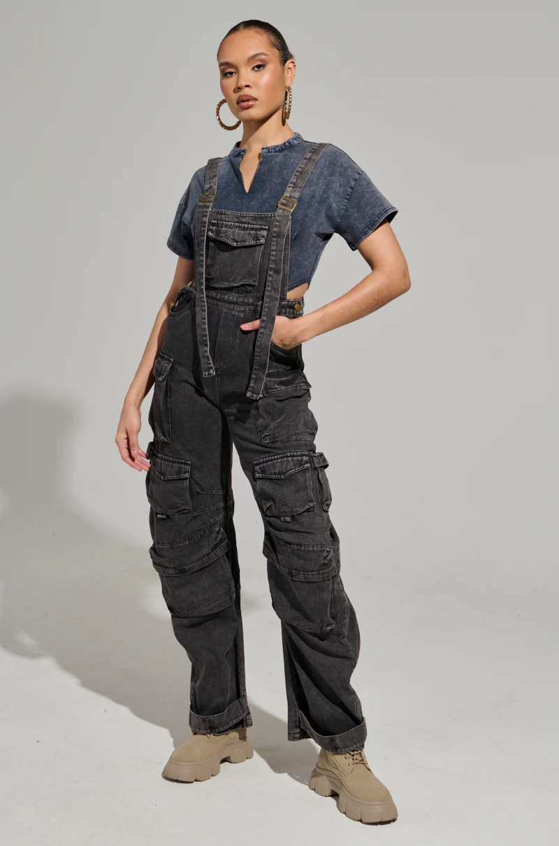 ALWAYS ON YOUR MIND DENIM JUMPSUIT IN CHARCOAL GREY - Image 2