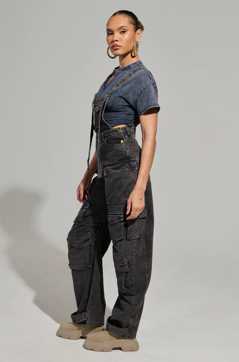 ALWAYS ON YOUR MIND DENIM JUMPSUIT IN CHARCOAL GREY - Image 4