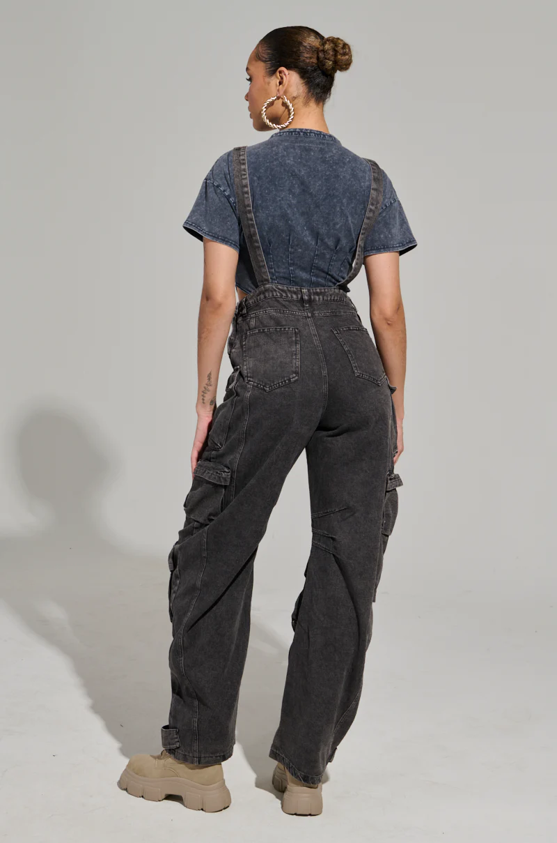 ALWAYS ON YOUR MIND DENIM JUMPSUIT IN CHARCOAL GREY - Image 5