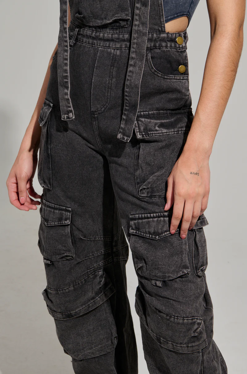 ALWAYS ON YOUR MIND DENIM JUMPSUIT IN CHARCOAL GREY - Image 6