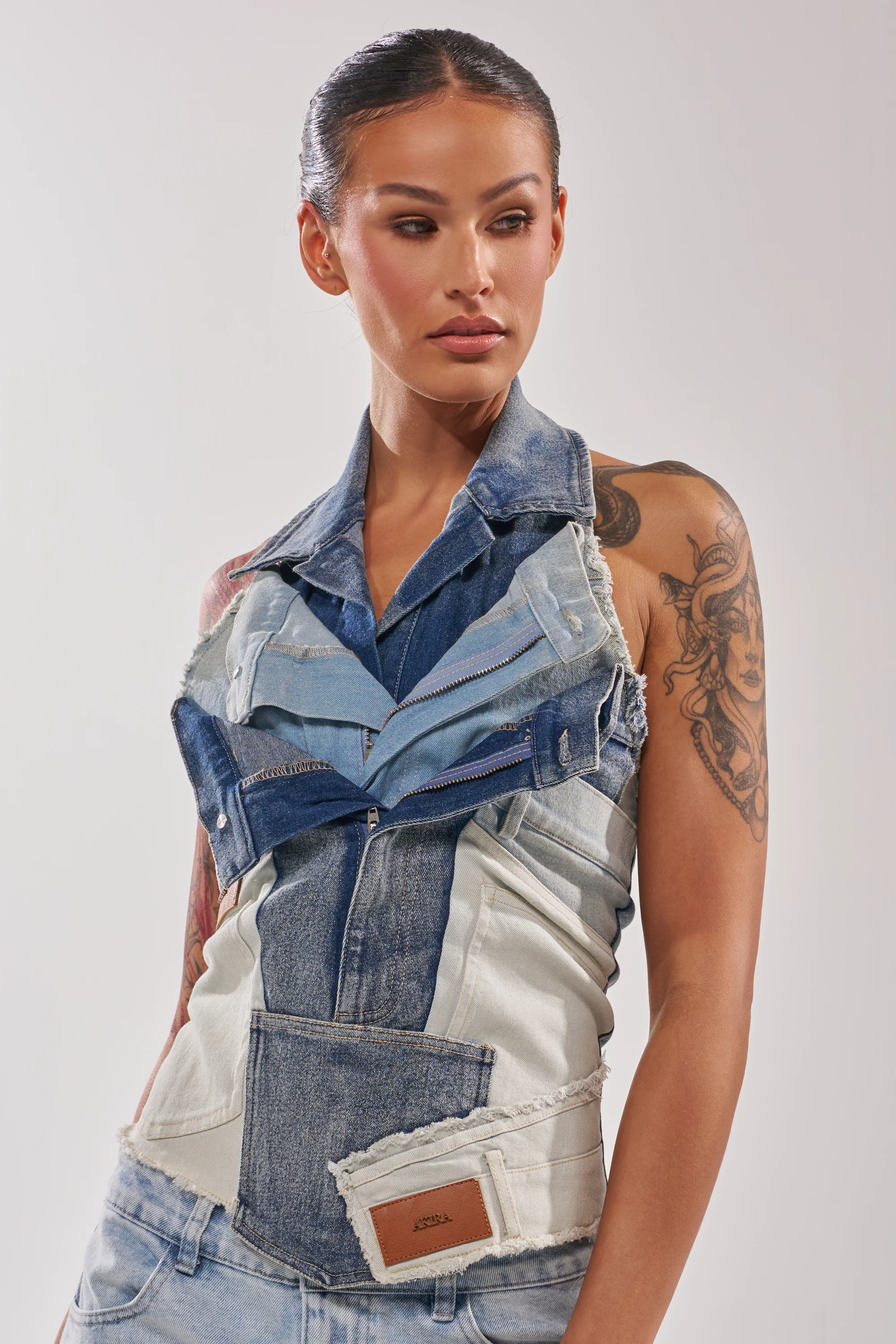 ALWAYS RIGHT DENIM ABSTRACT BLOUSE - Image 2