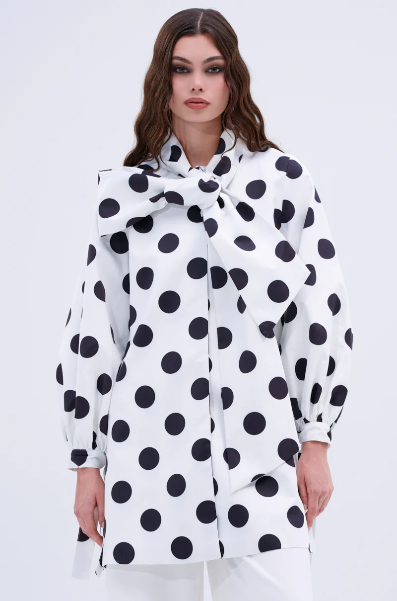 AMALIA TIE NECK TRENCH IN POLKA DOT - Image 2