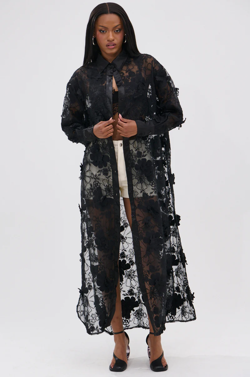 AMARIA LONG LACE BUTTON UP SHIRT - Image 2