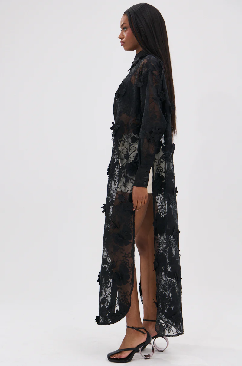 AMARIA LONG LACE BUTTON UP SHIRT - Image 3