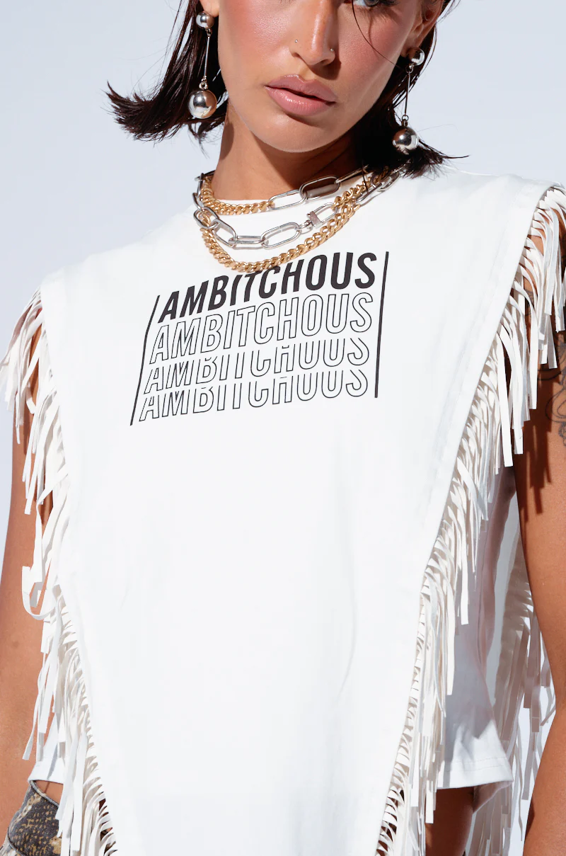 AMBITCHOUS FRINGE DETAIL T-SHIRT - Image 6