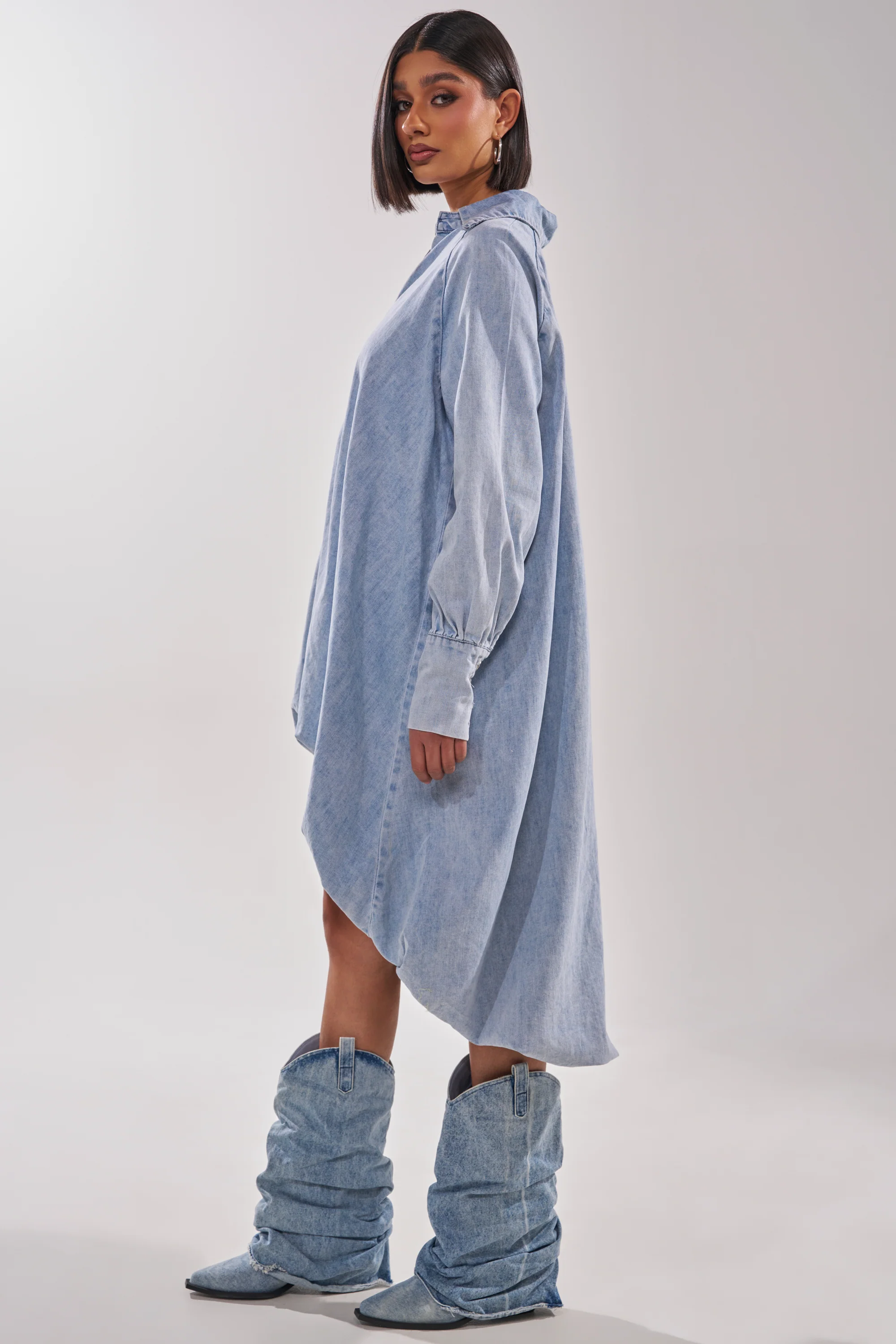 AMELIA DENIM HIGH-LOW DRESS - Image 7