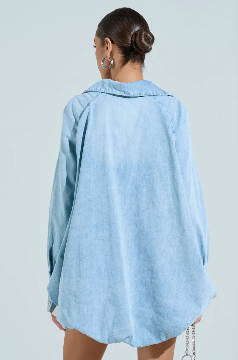 AMELIA DENIM HI LOW BLOUSE - Image 4