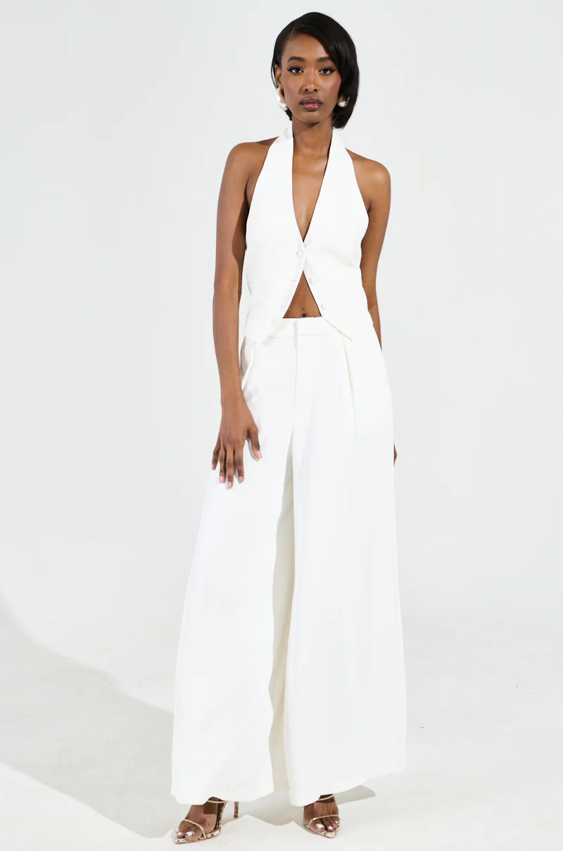 AMBROSIA CROPPED HALTER VEST IN WHITE - Image 6