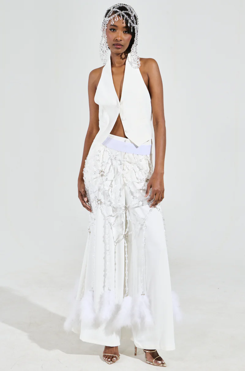 AMBROSIA CROPPED HALTER VEST IN WHITE - Image 7