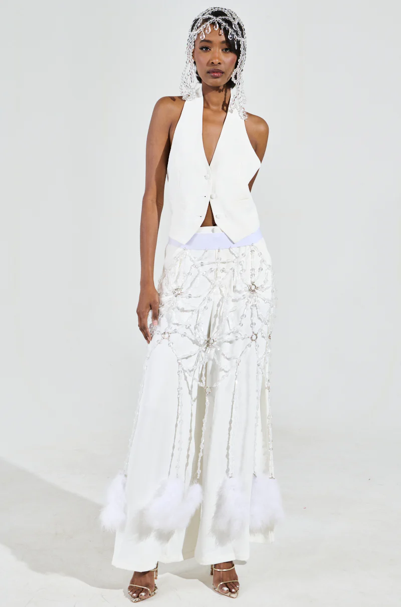 AMBROSIA CROPPED HALTER VEST IN WHITE - Image 8