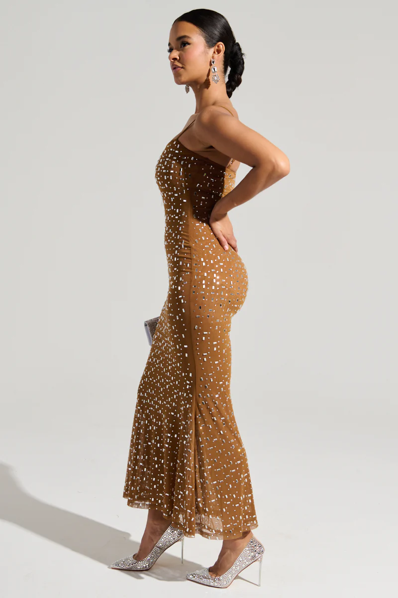 ANASTASIA MESH RHINESTONE MAXI DRESS - Image 3