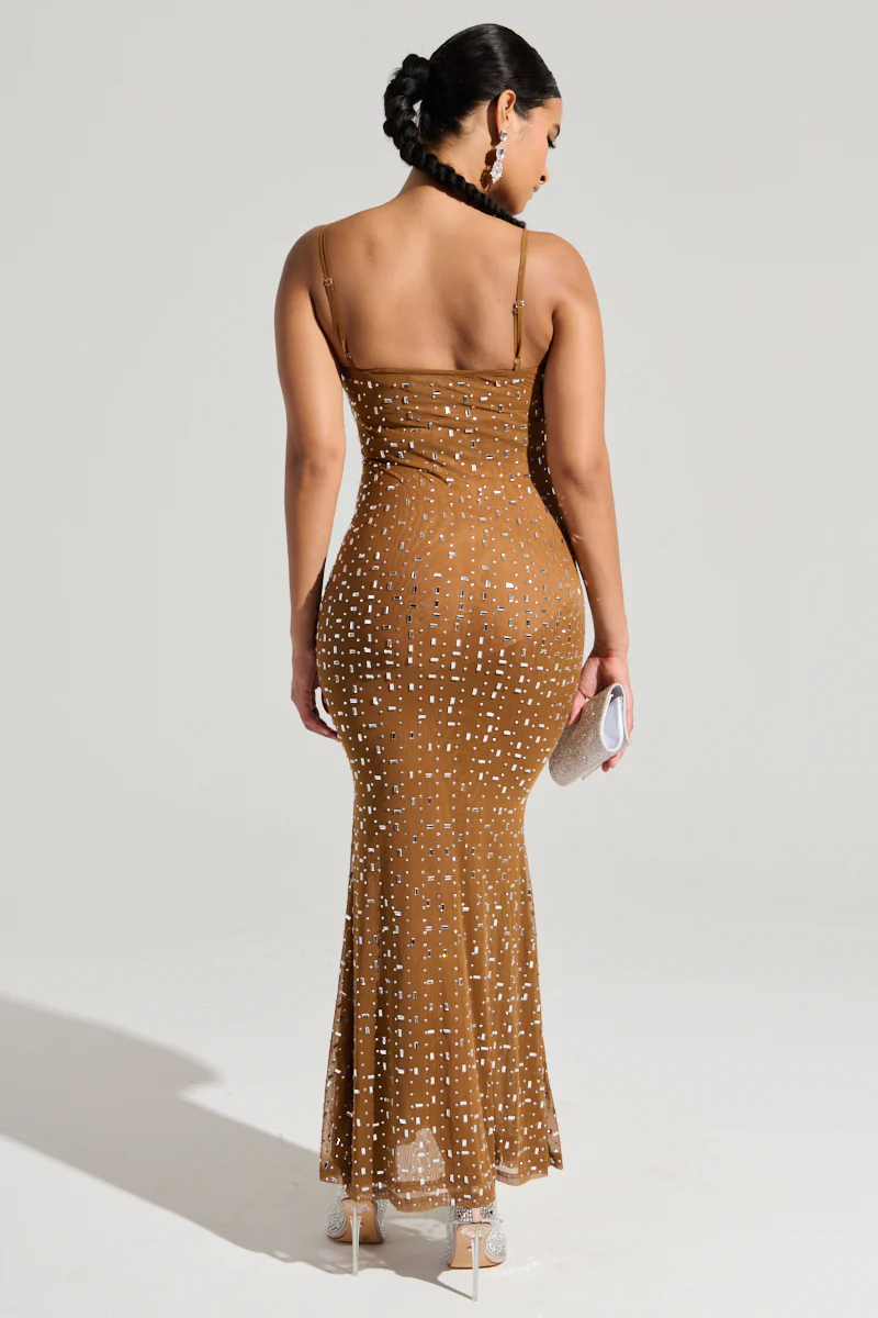 ANASTASIA MESH RHINESTONE MAXI DRESS - Image 4