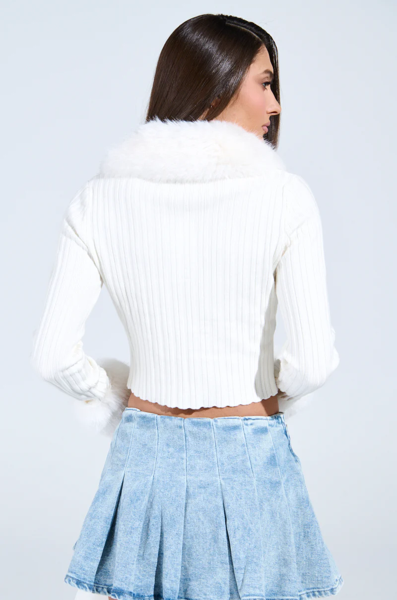 ANGEL EYES FUR TRIM CARDIGAN - Image 7