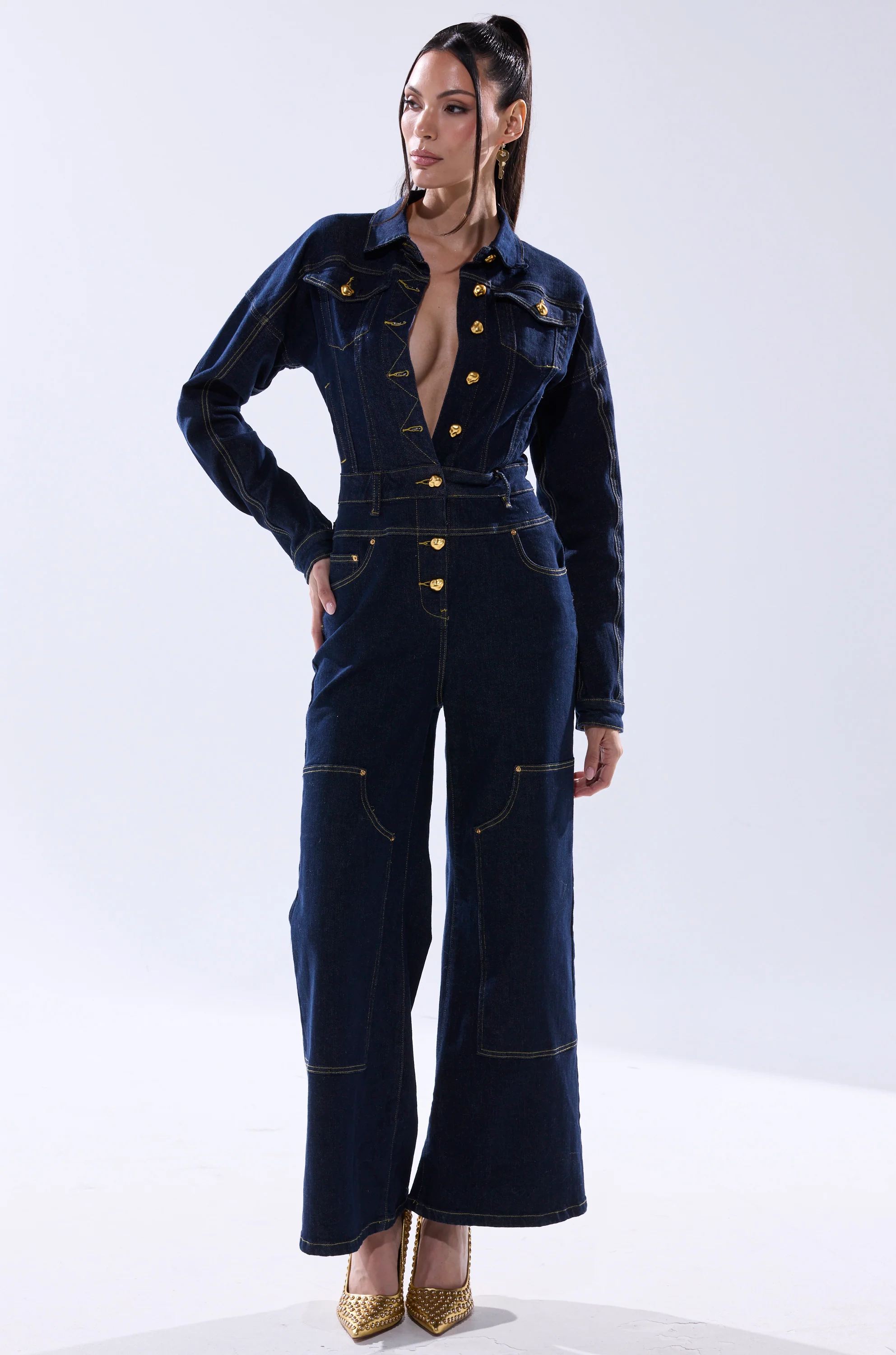 ANGELA CARGO DENIM JUMPSUIT - Image 3