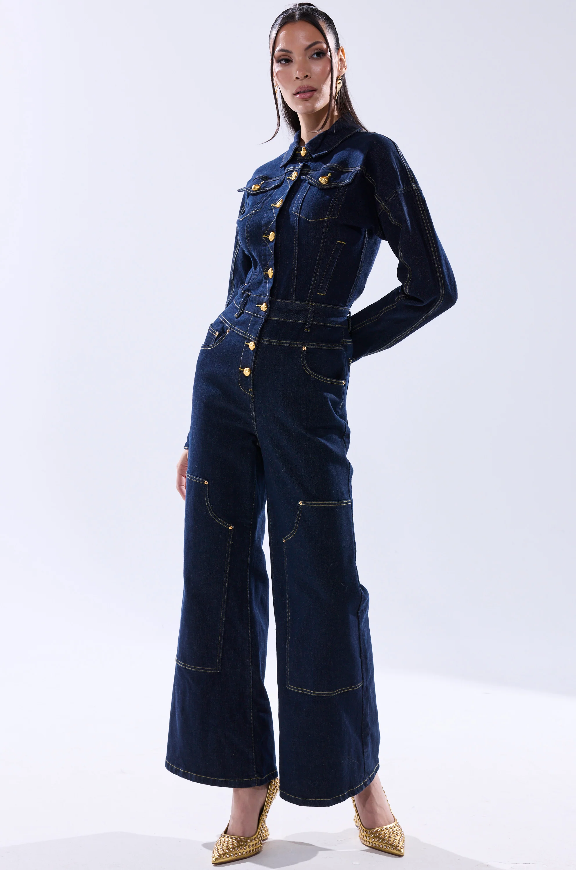 ANGELA CARGO DENIM JUMPSUIT - Image 5