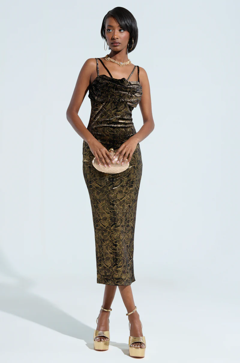 ANGELA SNAKEPRINT VELVET MIDI DRESS - Image 2