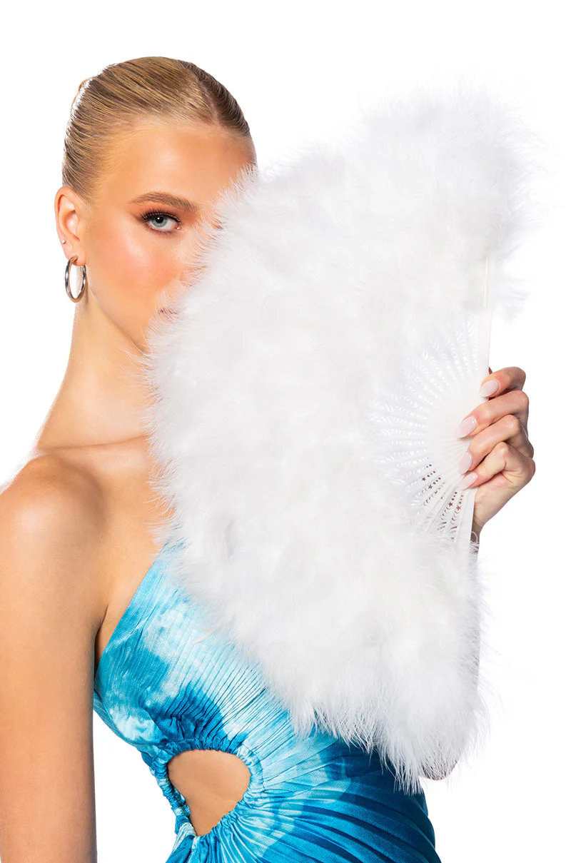 ANGELIC WHITE FEATHER FAN - Image 4