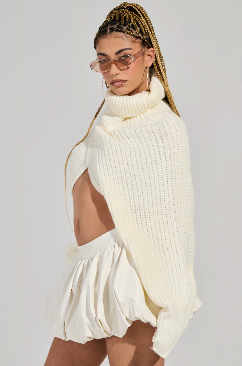 ANNETTA CROPPED LONG SLEEVE CHUNKY KNIT SWEATER - Image 4