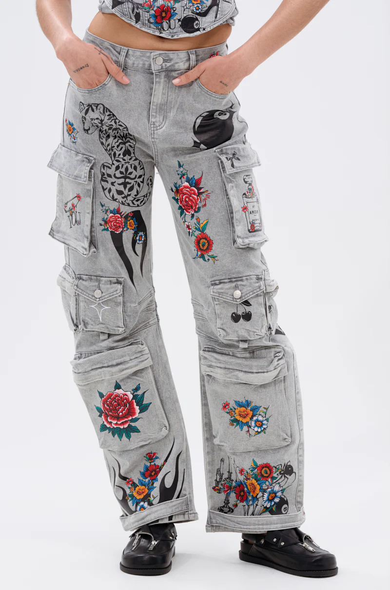 ARBOREAL DENIM CARGO PANTS - Image 2