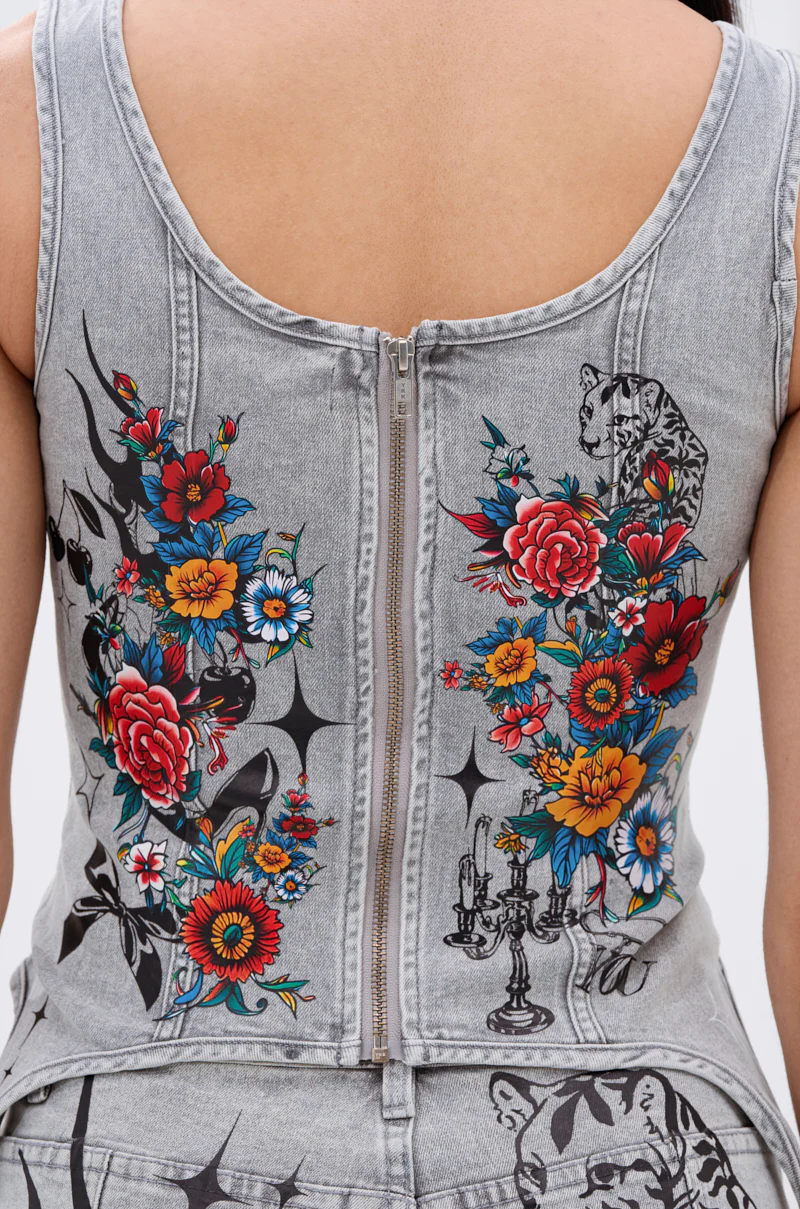 ARBOREAL DENIM CORSET TOP - Image 8