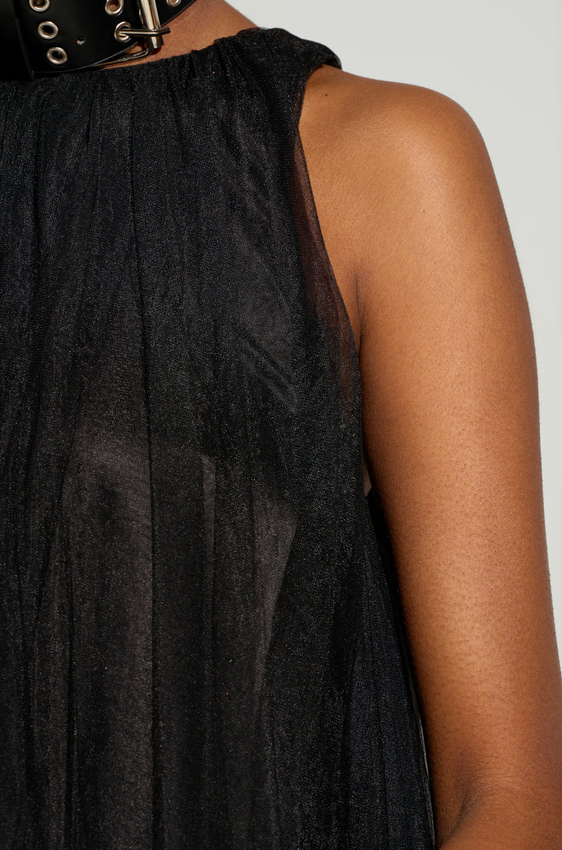ARI TULLE RUFFLE HIGH LOW DRESS IN BLACK - Image 7