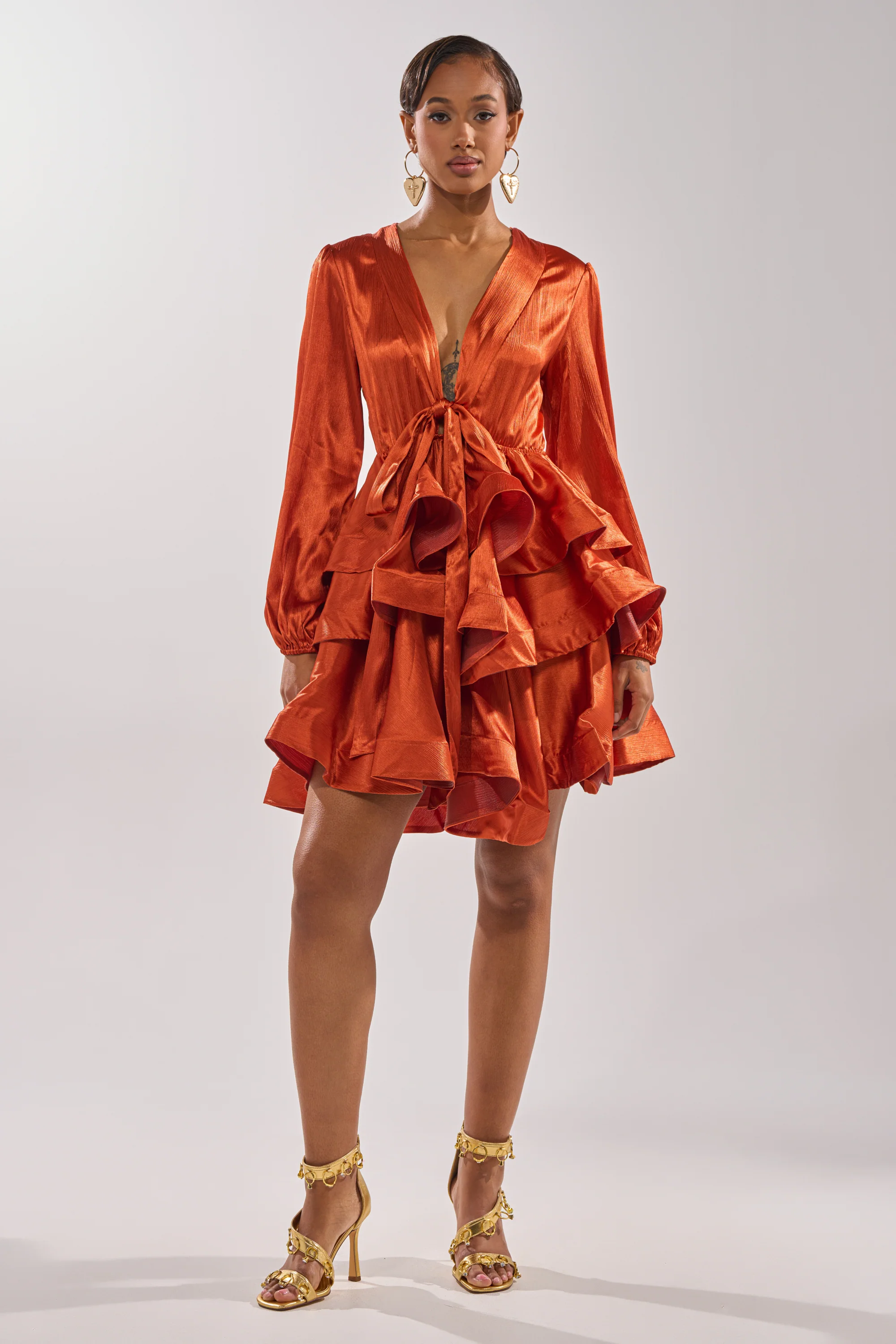 ARIANA SATIN RUFFLED MINI DRESS - Image 6