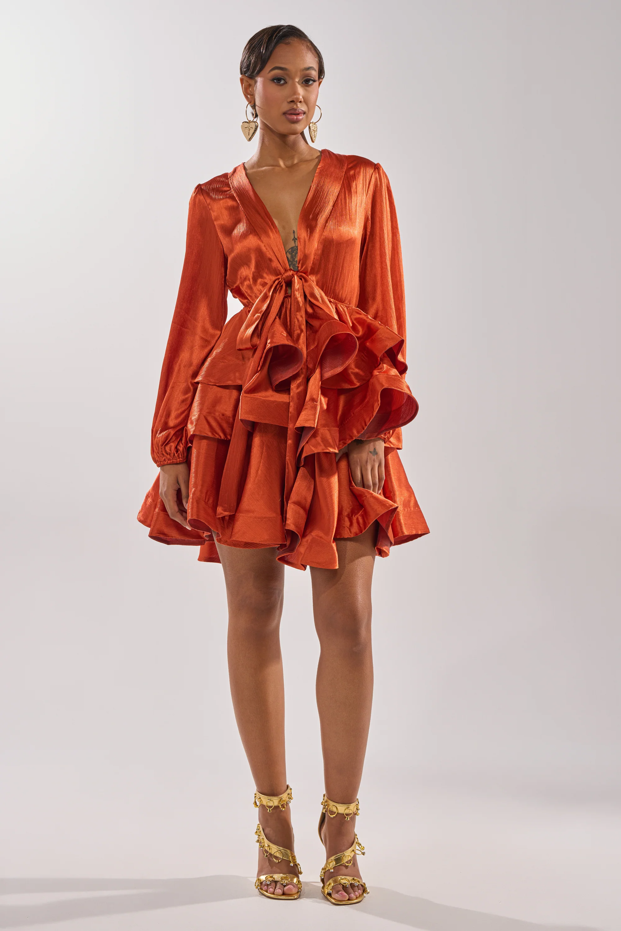 ARIANA SATIN RUFFLED MINI DRESS - Image 7