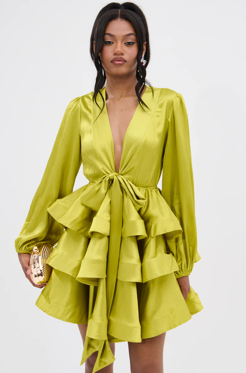 ARIANA SATIN RUFFLED MINI DRESS - Image 3